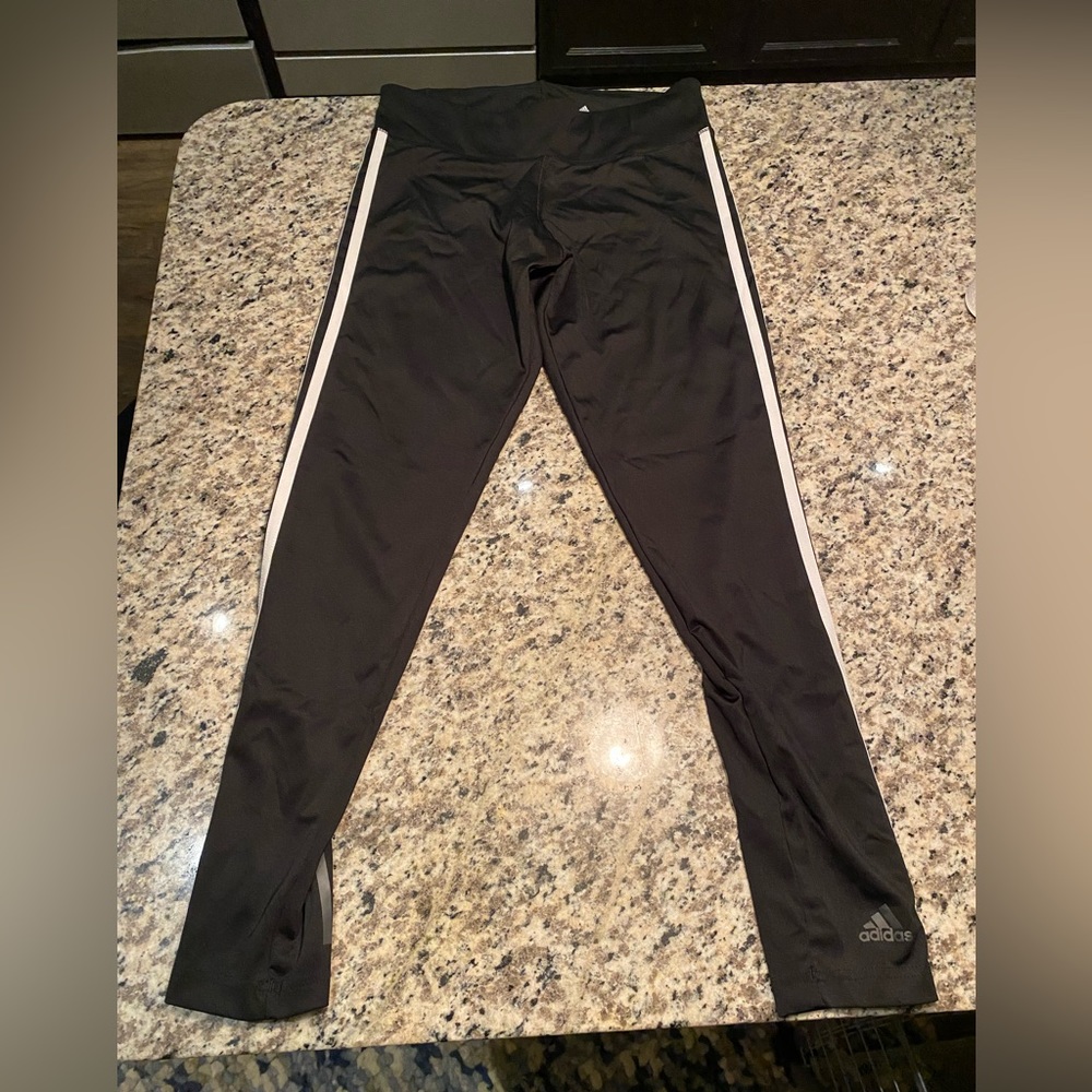 Adidas Three Stripe leggings. Size M.